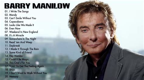 Dec 19, 2023 · Barry Manilow (born Barry Alan Pincus; June 17, 1943) is an American singer and songwriter with a career that spans seven decades. His hit recordings include... 